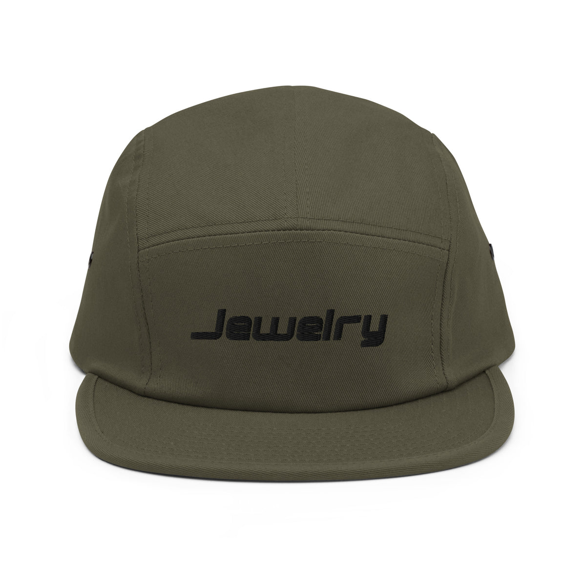 Green olive cap with black lettering jewelry