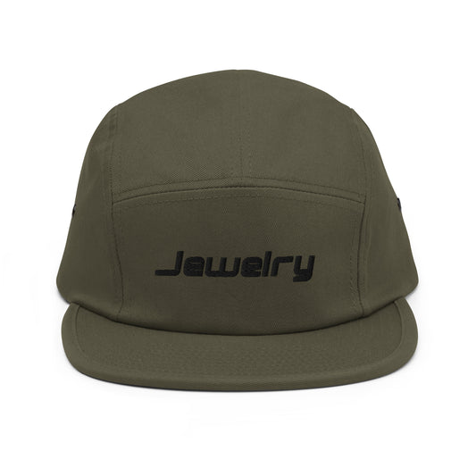 Green olive cap with black lettering jewelry
